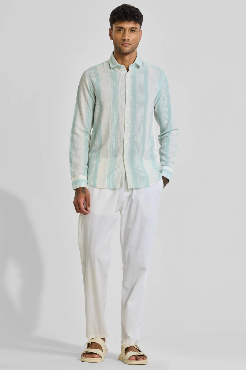 SNITCH Aquamarine Stripes Linen Shirt